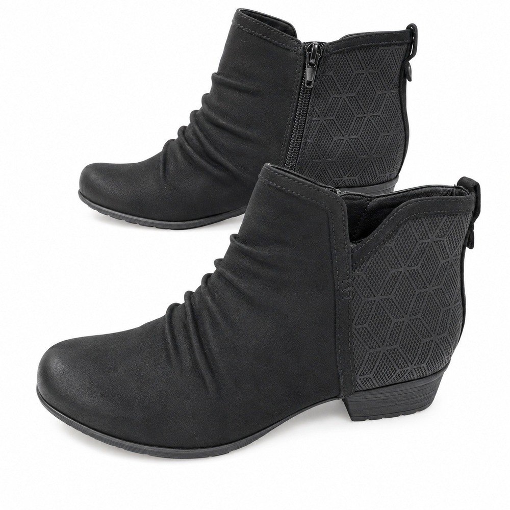 Cobb Hill Rockport Gratasha Panel Boot 2 Black Leather Ankle Bootie 8.5 M CH6183